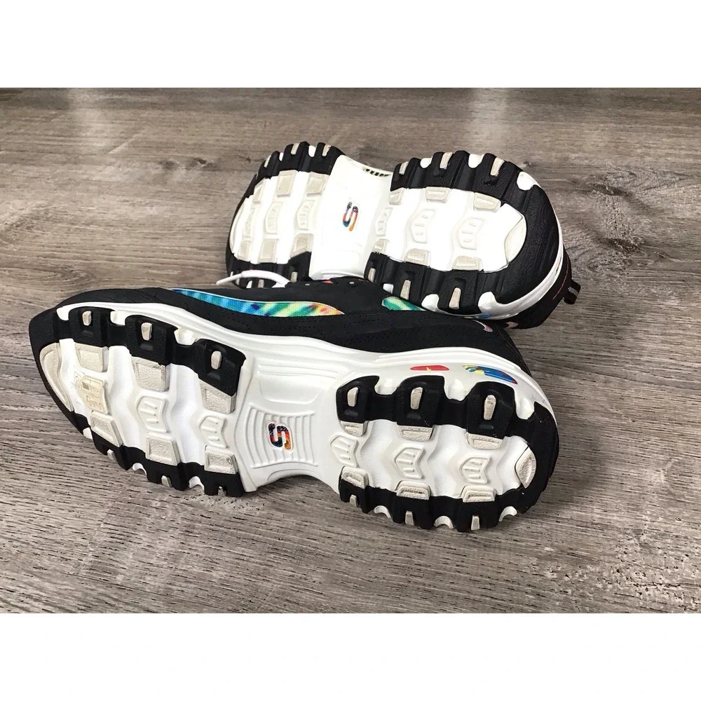 Skechers D'Lites Shoes Womens Size 11 Black Multi Tie-Dye Memory Foam SN 149015